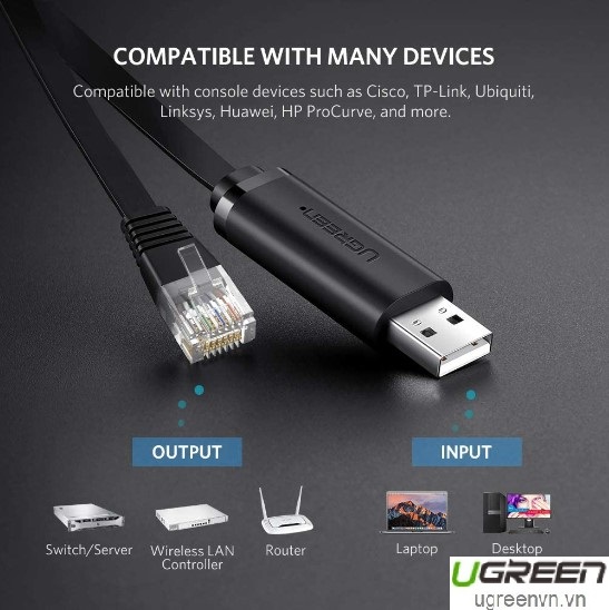 Cáp lập trình Console USB to RJ45 FTDI chính hãng Ugreen 50773 cao cấp